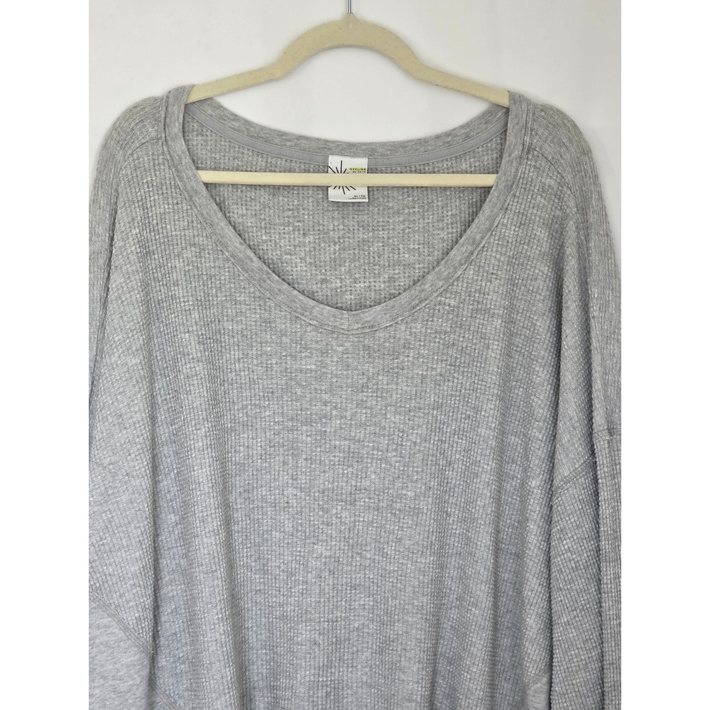OFFLINE by Aerie Wow Waffle Knit Oversized Top XL Long Sleeves Thumbholes Gray - Picture 4 of 14